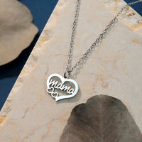 Mama Hollow Heart Pendant Necklace
