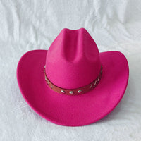 Western Cowboy Hat with Rivets and Curved Brim