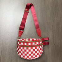 Checkerboard Pattern Crossbody Shell Bag