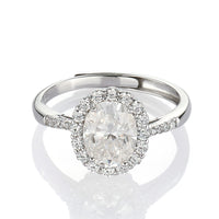 The Aria Moissanite Halo Ring — S925 Sterling Silver, Adjustable