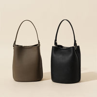Genuine Cowhide Leather Urban Bucket Bag