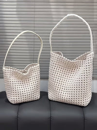 Woven Hollow Cowhide Leather Crossbody Handbag