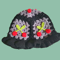 Cherry Embellished Knitted Hat