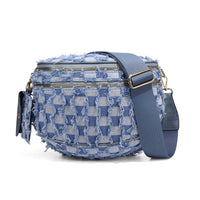 Checkerboard Pattern Crossbody Shell Bag