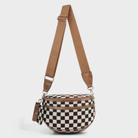 Checkerboard Pattern Crossbody Shell Bag