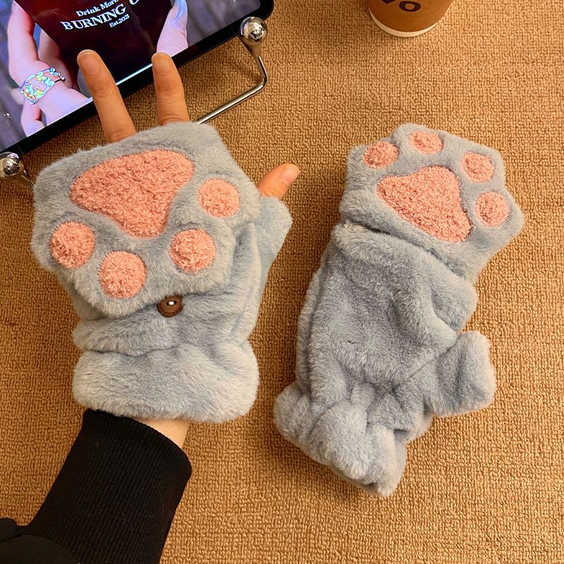 Cozy Paw Plush Flip Gloves