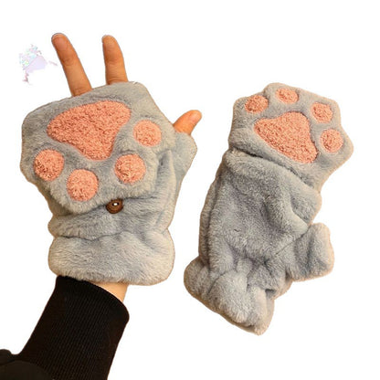 Cozy Paw Plush Flip Gloves