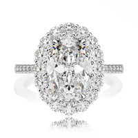 Double Halo Oval Ring | 4.5 Carat Sterling Silver Ring