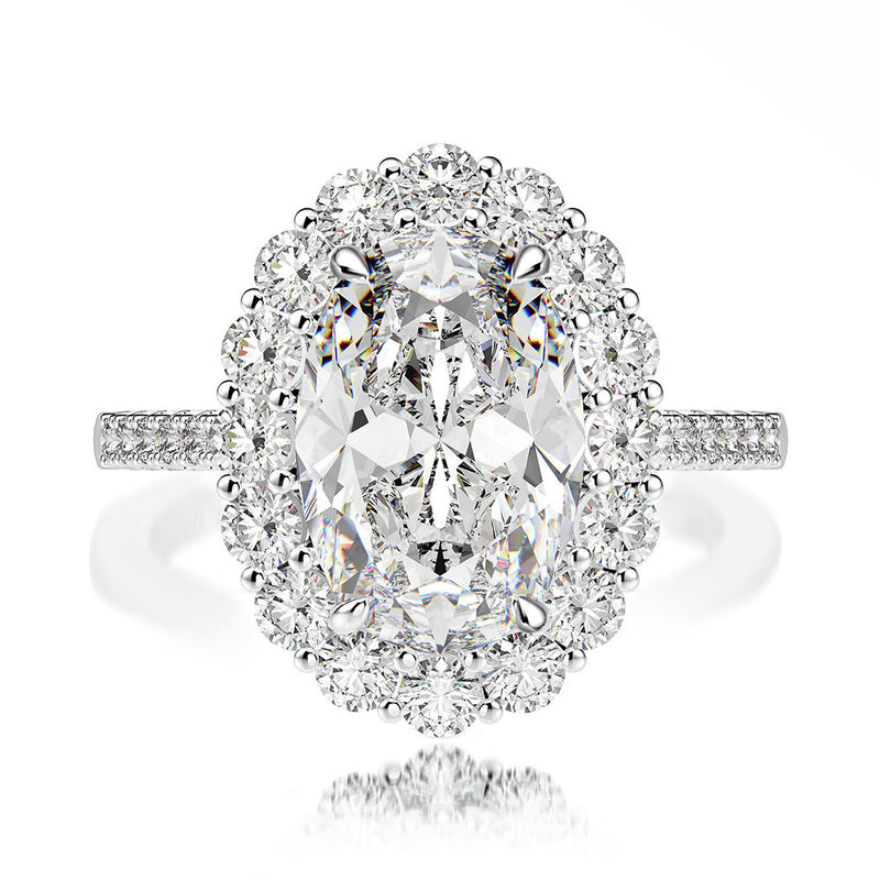 Double Halo Oval Ring | 4.5 Carat Sterling Silver Ring