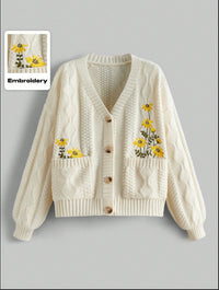 Belle Fleur Embroidered Open Knit Cardigan
