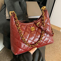 AriaLuxe Petite Armpit Bag - Quilted Chain Crossbody in Classic Colors
