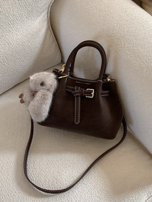 Velvet Luxe Bucket Bag - Suede with Pendant Accents
