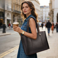 Retro Elegance First-Layer Cowhide Multi-Carry Tote Bag