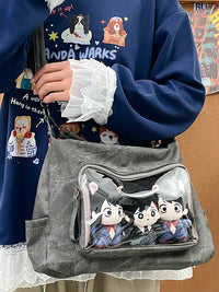 Clear Luxe PU Tote Bag with Transparent Front