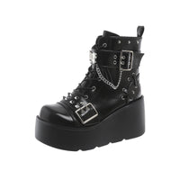 AriaLuxe Noir Elevated Platform Boots