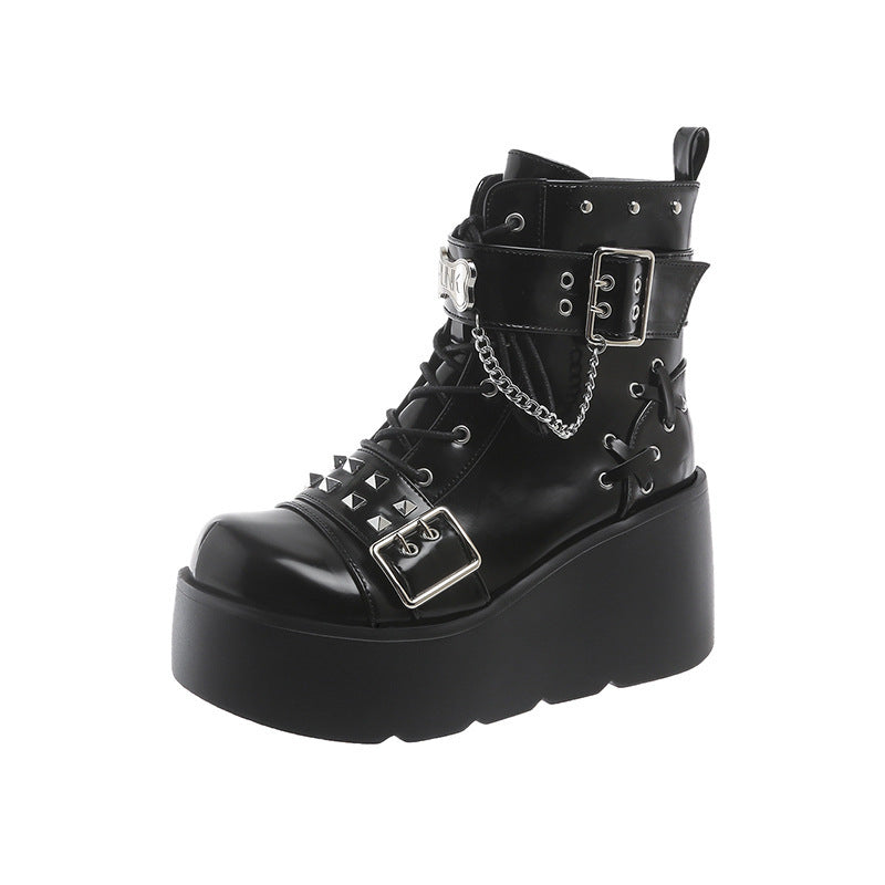 AriaLuxe Noir Elevated Platform Boots