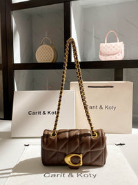 AriaLuxe Diamond Quilted Chain Bag - Leather Strap Luxury Handbag