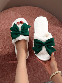 Plush Bow Slippers
