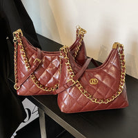 AriaLuxe Petite Armpit Bag - Quilted Chain Crossbody in Classic Colors