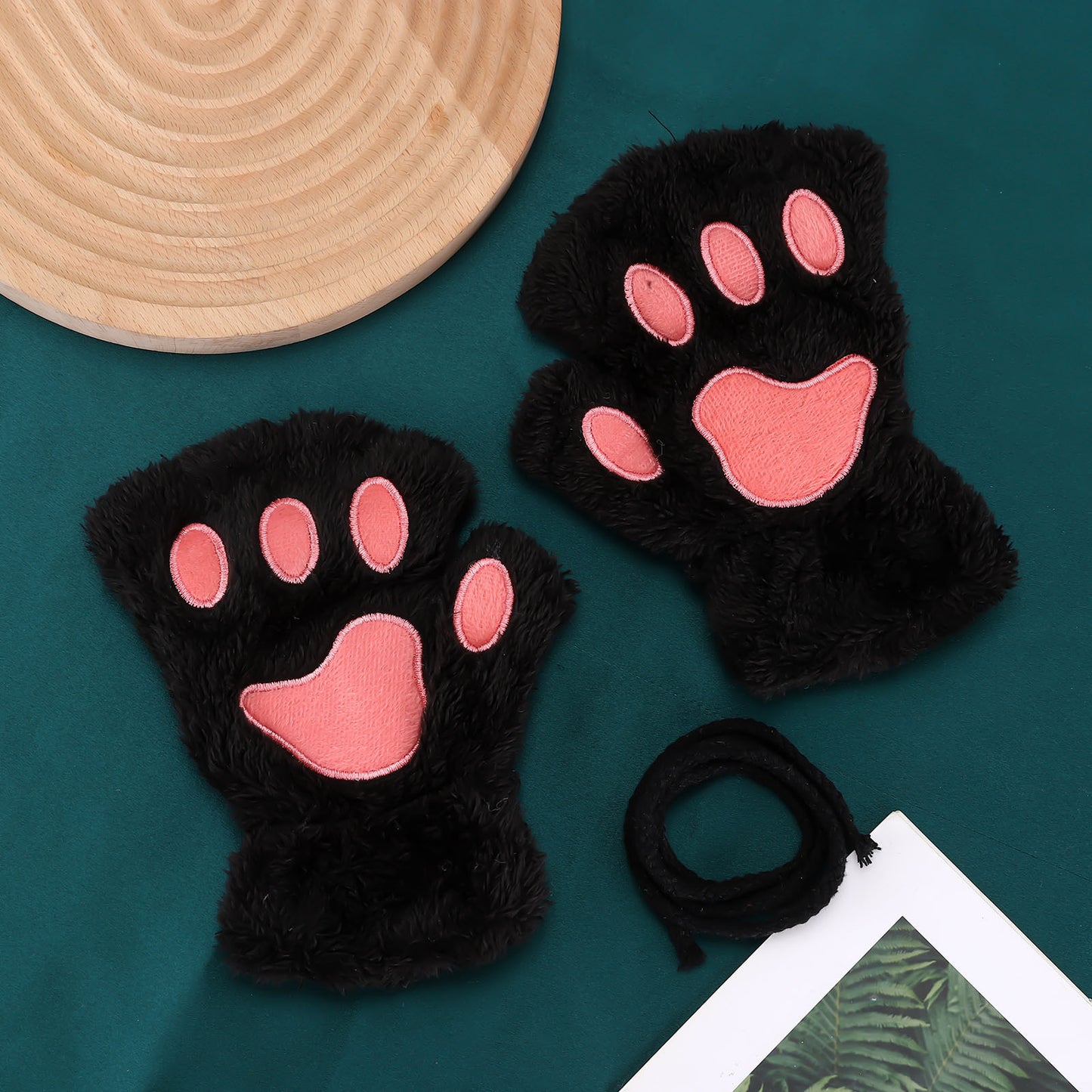 Cozy Paw Plush Flip Gloves
