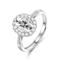 The Aria Moissanite Halo Ring — S925 Sterling Silver, Adjustable