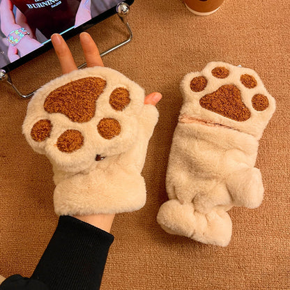 Cozy Paw Plush Flip Gloves