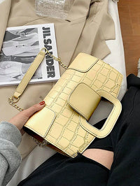 Croc-Embossed Chain Crossbody Bag