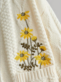 Belle Fleur Embroidered Open Knit Cardigan