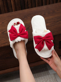 Plush Bow Slippers
