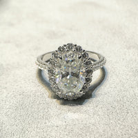 Double Halo Oval Ring | 4.5 Carat Sterling Silver Ring