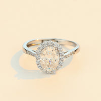 The Aria Moissanite Halo Ring — S925 Sterling Silver, Adjustable