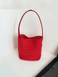 Woven Hollow Cowhide Leather Crossbody Handbag