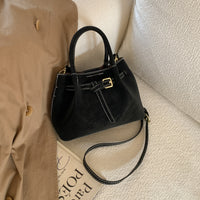 Velvet Luxe Bucket Bag - Suede with Pendant Accents