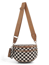 Checkerboard Pattern Crossbody Shell Bag