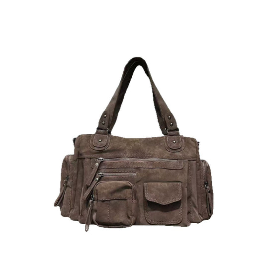 Zyra Cargo Suede Tote Coffee