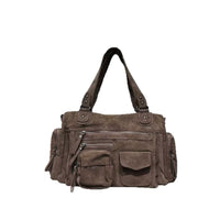 Zyra Cargo Large Y2K Suede Tote Bag – Coffee