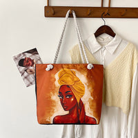 Classic Retro Printed Canvas Beach Bag