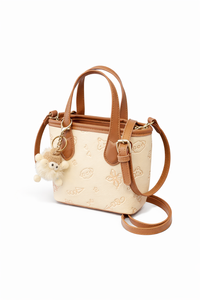 Pink Bucket Crossbody Bag with Pendant
