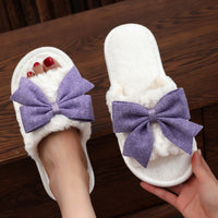 Plush Bow Slippers