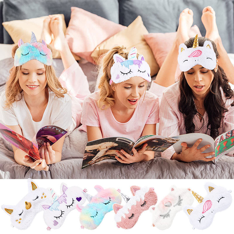 ✨ Plush Unicorn Sleep Mask – 3D Soft Eye Cover