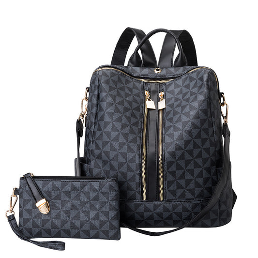 Double Zipper Travel Backpack Retro Print