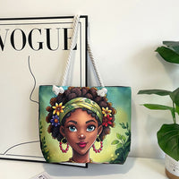 Classic Retro Printed Canvas Beach Bag