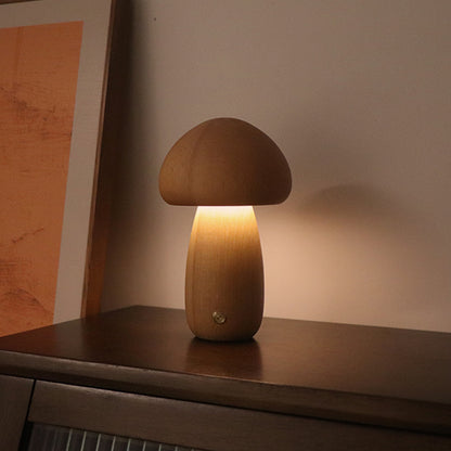 Wooden Mushroom Touch Lamp – LED Bedside Night Light for Bedroom & Home Décor