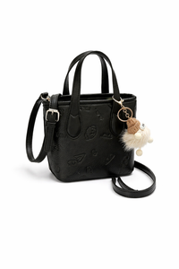 Pink Bucket Crossbody Bag with Pendant