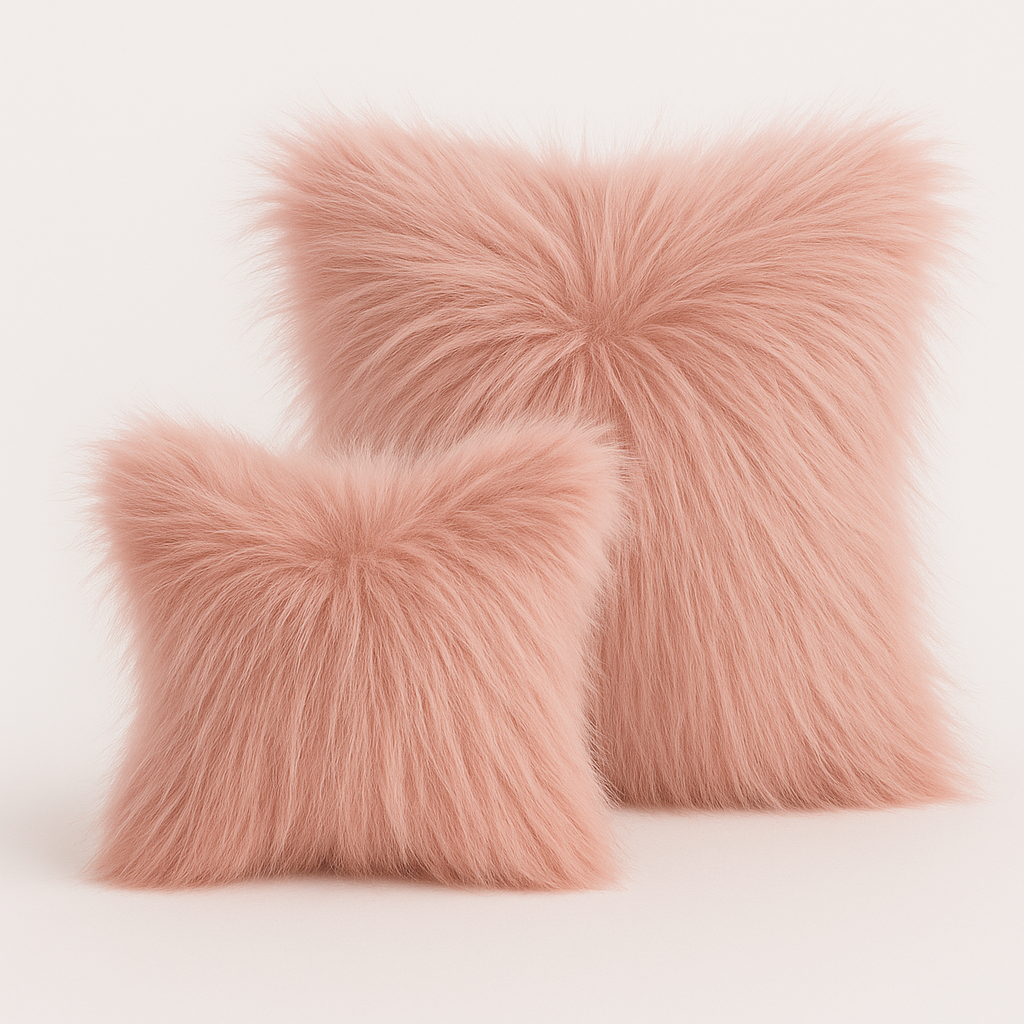 Blush Luxe Faux Fur Pillow Set (2 Pieces)