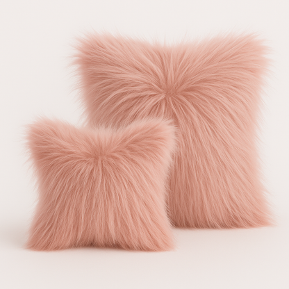 Blush Luxe Faux Fur Pillow Set (2 Pieces)