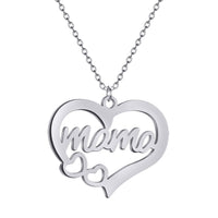 Mama Hollow Heart Pendant Necklace