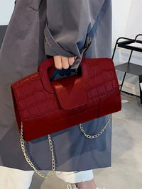 Croc-Embossed Chain Crossbody Bag