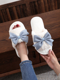 Plush Bow Slippers