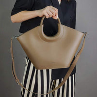 AriaLuxe French Maison Basket Tote - Cowhide Leather Vegetable Style